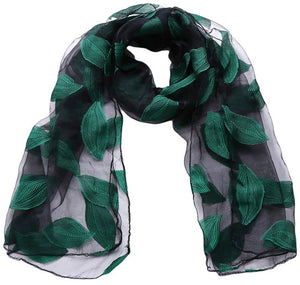 New Spring Summer Scarf Leaf Cut Flowers Scarves  Cover Up For Women Shawls - FUCHEETAH