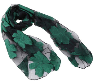 New Spring Summer Scarf Leaf Cut Flowers Scarves  Cover Up For Women Shawls - FUCHEETAH