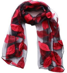 New Spring Summer Scarf Leaf Cut Flowers Scarves  Cover Up For Women Shawls - FUCHEETAH