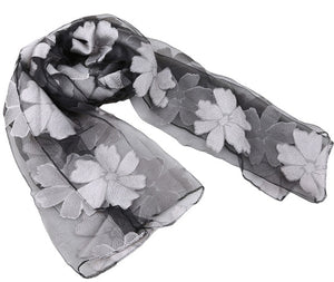 New Spring Summer Scarf Leaf Cut Flowers Scarves  Cover Up For Women Shawls - FUCHEETAH