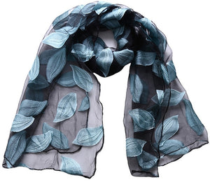 New Spring Summer Scarf Leaf Cut Flowers Scarves  Cover Up For Women Shawls - FUCHEETAH