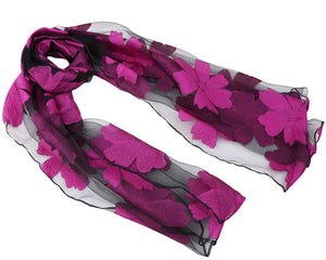 New Spring Summer Scarf Leaf Cut Flowers Scarves  Cover Up For Women Shawls - FUCHEETAH