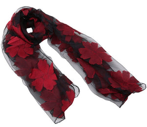 New Spring Summer Scarf Leaf Cut Flowers Scarves  Cover Up For Women Shawls - FUCHEETAH