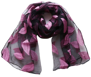 New Spring Summer Scarf Leaf Cut Flowers Scarves  Cover Up For Women Shawls - FUCHEETAH