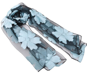 New Spring Summer Scarf Leaf Cut Flowers Scarves  Cover Up For Women Shawls - FUCHEETAH