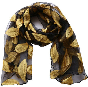 New Spring Summer Scarf Leaf Cut Flowers Scarves  Cover Up For Women Shawls - FUCHEETAH