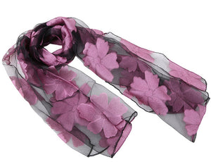 New Spring Summer Scarf Leaf Cut Flowers Scarves  Cover Up For Women Shawls - FUCHEETAH