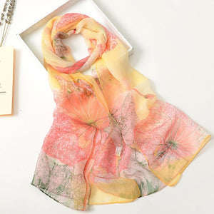 Summer Lotus Sunscreen Women's Silk Scarf - FUCHEETAH