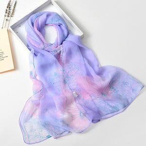 Summer Lotus Sunscreen Women's Silk Scarf - FUCHEETAH