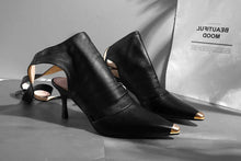 Charger l&#39;image dans la galerie, Genuine leather ankle lace up stiletto high heels summer boots