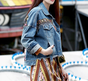 Female Jacket Vintage Embroidery tassel loose long sleeve - FUCHEETAH