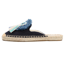 Cargar imagen en el visor de la galería, Furry Slippers Women Rubber Hemp Colors Spring Summer Tassel Fluffy Ball Canvas - FUCHEETAH