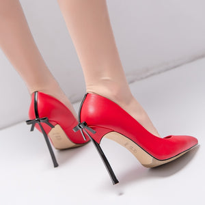 High Quality Women Pointed Toe shoes Bowtie Thin High Heels - FUCHEETAH