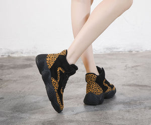 Platform Sneakers Women Genuine Leather  Leopard Plush - FUCHEETAH