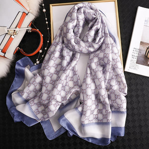 Luxury brand hijab summer women scarves soft long print silk scarves lady shawl - FUCHEETAH