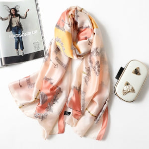 Luxury brand hijab summer women scarves soft long print silk scarves lady shawl - FUCHEETAH