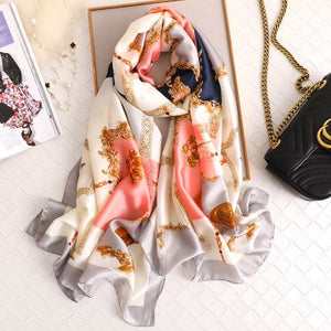 Luxury brand hijab summer women scarves soft long print silk scarves lady shawl - FUCHEETAH