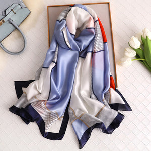 Luxury brand hijab summer women scarves soft long print silk scarves lady shawl - FUCHEETAH