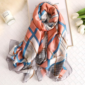 Luxury brand hijab summer women scarves soft long print silk scarves lady shawl - FUCHEETAH