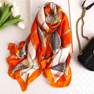 Luxury brand hijab summer women scarves soft long print silk scarves lady shawl - FUCHEETAH