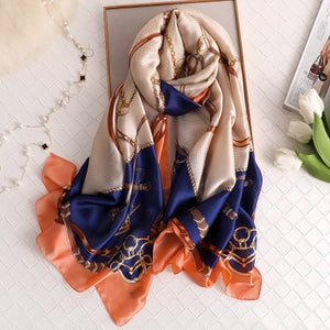 Luxury brand hijab summer women scarves soft long print silk scarves lady shawl - FUCHEETAH