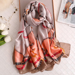 Luxury brand hijab summer women scarves soft long print silk scarves lady shawl - FUCHEETAH