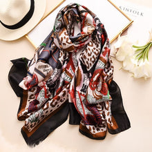 Cargar imagen en el visor de la galería, Luxury brand hijab summer women scarves soft long print silk scarves lady shawl - FUCHEETAH