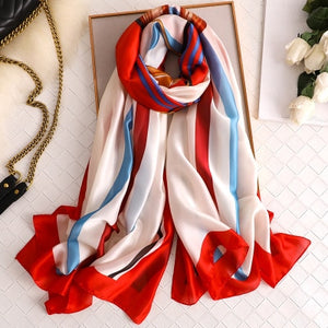 Luxury brand hijab summer women scarves soft long print silk scarves lady shawl - FUCHEETAH