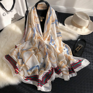 Luxury brand hijab summer women scarves soft long print silk scarves lady shawl - FUCHEETAH