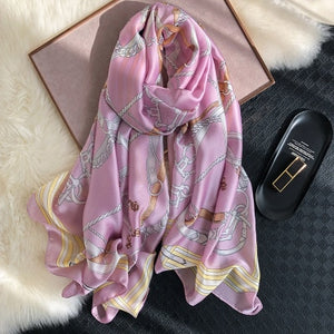 Luxury brand hijab summer women scarves soft long print silk scarves lady shawl - FUCHEETAH