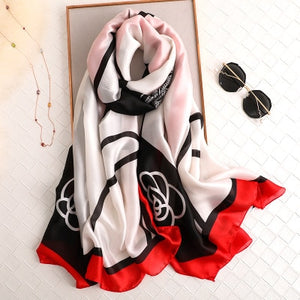 Luxury brand hijab summer women scarves soft long print silk scarves lady shawl - FUCHEETAH