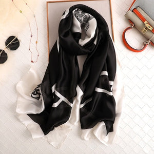 Luxury brand hijab summer women scarves soft long print silk scarves lady shawl - FUCHEETAH