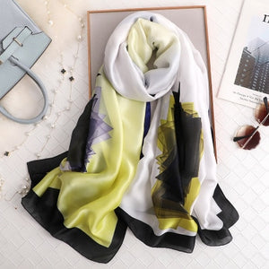 Luxury brand hijab summer women scarves soft long print silk scarves lady shawl - FUCHEETAH