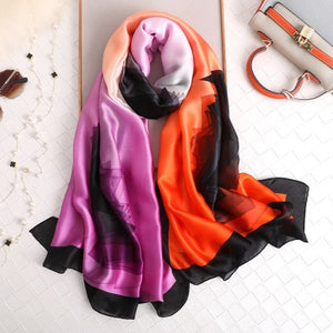 Luxury brand hijab summer women scarves soft long print silk scarves lady shawl - FUCHEETAH