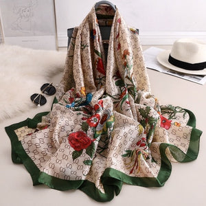 Luxury brand hijab summer women scarves soft long print silk scarves lady shawl - FUCHEETAH