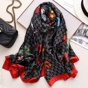 Luxury brand hijab summer women scarves soft long print silk scarves lady shawl - FUCHEETAH