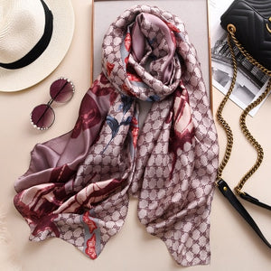 Luxury brand hijab summer women scarves soft long print silk scarves lady shawl - FUCHEETAH