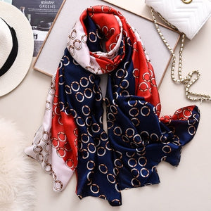 Luxury brand hijab summer women scarves soft long print silk scarves lady shawl - FUCHEETAH