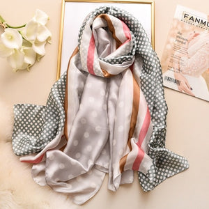 Luxury brand hijab summer women scarves soft long print silk scarves lady shawl - FUCHEETAH