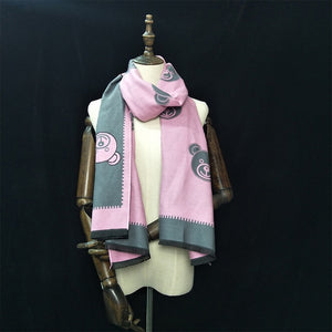 Winter Warm Women Imitation Cashmere Scarf Brand DesignTassel Scarves Cute Bear Shawl - FUCHEETAH