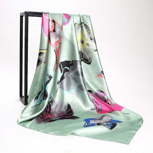 Women Print Foulard Satin Square Head  Scarfves  90cm - FUCHEETAH