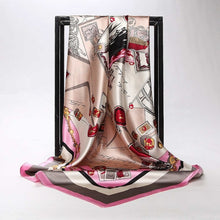 Charger l&#39;image dans la galerie, Women Print Foulard Satin Square Head  Scarfves  90cm - FUCHEETAH