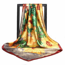 Charger l&#39;image dans la galerie, Women Print Foulard Satin Square Head  Scarfves  90cm - FUCHEETAH