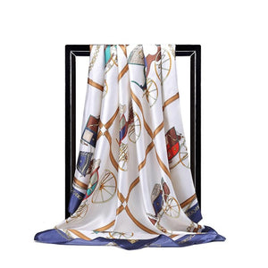 Women Print Foulard Satin Square Head  Scarfves  90cm - FUCHEETAH