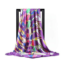 Charger l&#39;image dans la galerie, Women Print Foulard Satin Square Head  Scarfves  90cm - FUCHEETAH