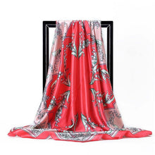 Charger l&#39;image dans la galerie, Women Print Foulard Satin Square Head  Scarfves  90cm - FUCHEETAH