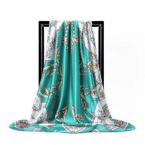 Women Print Foulard Satin Square Head  Scarfves  90cm - FUCHEETAH