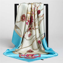 Charger l&#39;image dans la galerie, Women Print Foulard Satin Square Head  Scarfves  90cm - FUCHEETAH