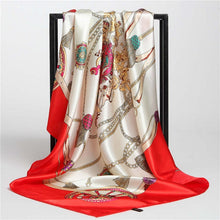 Charger l&#39;image dans la galerie, Women Print Foulard Satin Square Head  Scarfves  90cm - FUCHEETAH