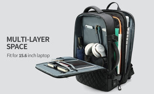 Men's Backpack Multi-layer 15.6 inch Laptop Bag USB Charging Port - FUCHEETAH